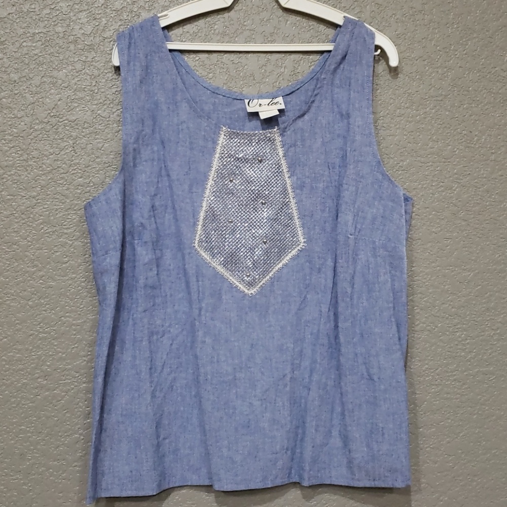 Or-Lee vintage chambray 2piece tank top and jacket - Picture 1 of 8